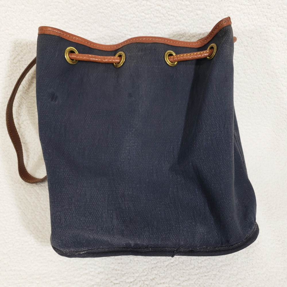 Dooney and Bourke Bucket Bag Medium Black Tan Monogram Vintage Crossbody USA - Picture 10 of 14